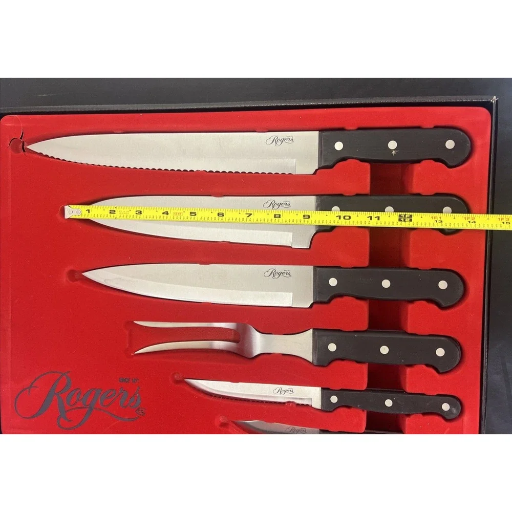 NEW Rogers Cutlery Stainless 6 Piece Carving Knife set Free Shipping Bnfts Chrty